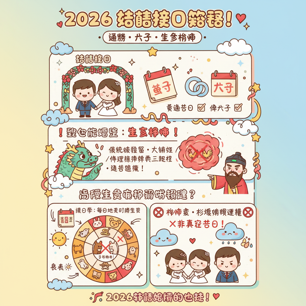 農曆通勝擇日風水傳統婚嫁紅白事黃道吉日婚嫁習俗結婚擇日盲年生肖犯沖三娘煞結婚擇日合婚無春年傳統習俗時辰八字沖煞雙春兼閏月結婚吉日